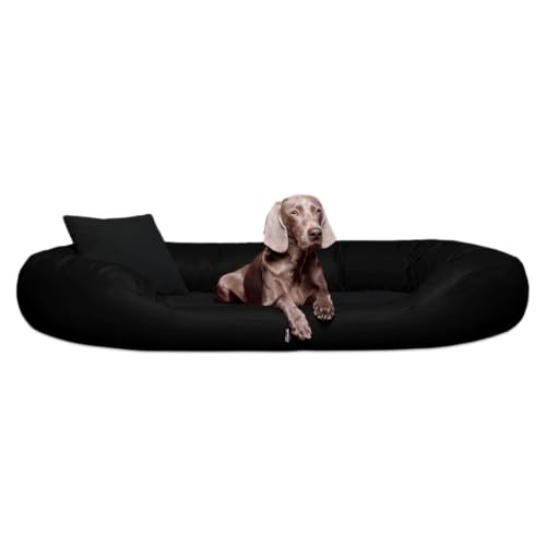 tierlando® Orthopädisches Hundebett Sammy VIP mit Visco-Matratze und hohem Rand aus Kunstleder-Velours-Mix für gelenkschonenden Schlaf und höchsten Komfort Größe: 100x85cm | Farbe: 03 Schwarz