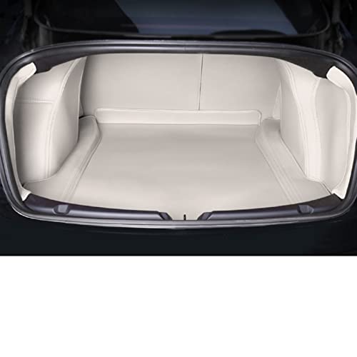 Tapis de coffre en cuir pour Tesla Model Y 2021-2022 protection arrière sur mesure blanc