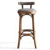 Photo Gallery ilifehome sgabello da bar nailhead in legno massello 75 cm con schienale e poggiapiedi, sedia da bar per cucina/bancone/pub, colore legno naturale/marrone/marrone chiaro Photo Gallery ilifehome sgabello da bar nailhead in legno massello 75 cm con schienale e poggiapiedi, sedia da bar per cucina/bancone/pub, colore legno naturale/marrone/marrone chiaro