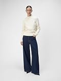 Object OBJFENYA RE L/S KNIT Sweter NOOS, Biały piasek/szczegóły: melanż, L