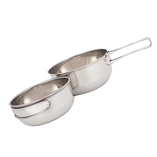 balacoo Stainless Steel Travel Cutlery Set Collapsible Bowl Set with Strainer Portable Folding Tableware Camping Bowl Storage Bag Outdoor Cookware