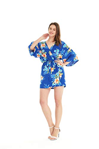 Matchable Family Hawaiian Luau Kimono Cardigan, Hibiscus Blue, Women, One Size #TOP4