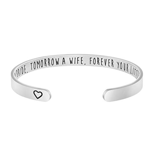 Joycuff Mother of Bride Jewelry Wedding Gifts for Mom Today A Bride Tomorrow A Wife Forever Your Little Girl Bracelet