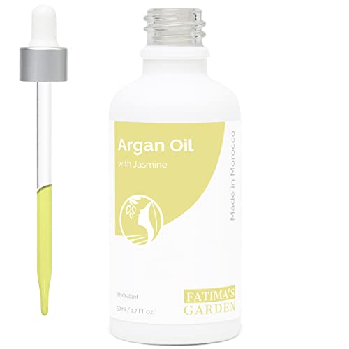 Fatima's Garden Arganöl mit Jasmin | 100% natürlich für Gesicht, Haare, Körper, Nägel | Anti-Aging, feuchtigkeitsspendend, kaltgepresst, weiche, klare Haut, stärkt das Haar-50ml… Cover