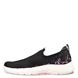 Skechers Women's GO Walk 6-Floral Sunrise Sneaker, Black/Multi, 9
