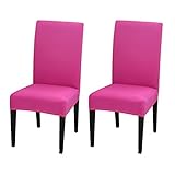 2 Pack Dining Chair Covers, Stretch Spandex Removable Washable Protector Chair Slipcovers for Dining Room Kitchen Hotel (Rosy)