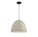 Francis Millar FR70093CMBK Industrial 1-Light Pendant, Dome Pendant Light Kitchen Island, Modern Ceiling Light Fixture for Outdoor, Porch, Farmhouse, Bathroom, Concrete with Matte Black (16' W x 12'