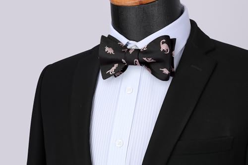 Image of HISDERN Bow Ties for Men Self Tie Animal Bowties Pocket Square Woven Silk Fun Bowtie Handkerchief Set for Wedding Party