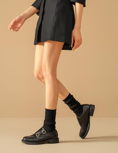 Image of BEAU TODAY Women Monk Strap Loafers Cap Toe Business Causal Loafer Shoes
