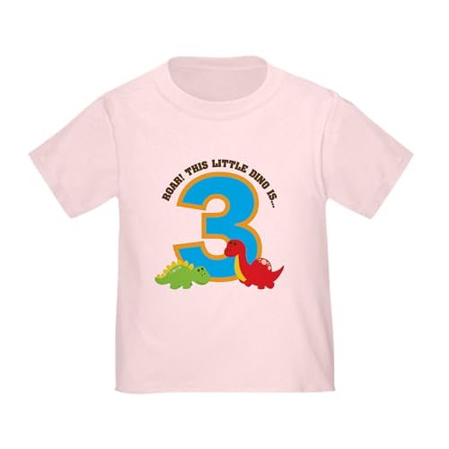 CafePress Dinosaur 3Rd Birthday Toddler T Shirt Toddler Graphic Tee, 100% Cotton Pink