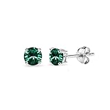 Sterling Silver 4mm Green Stud Earrings Made with European Crystals