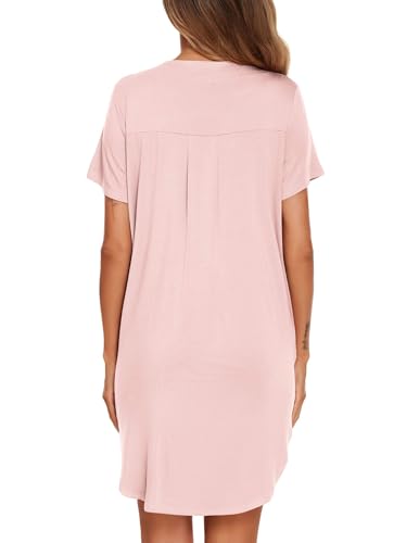 Image of Ekouaer Women V Neck Button Down Nightgown