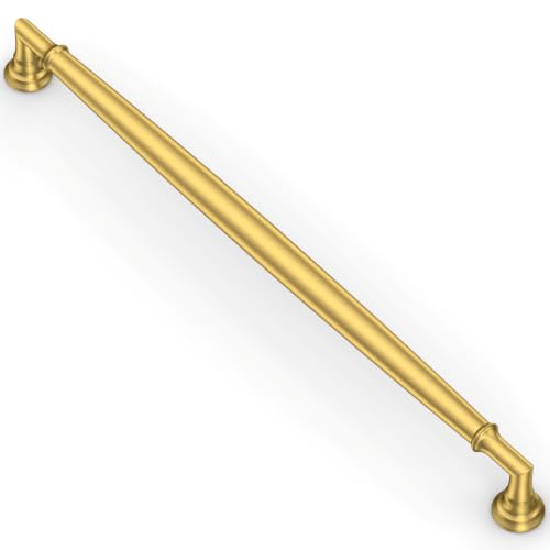 Asimerdeco 10 Pack Vibrant Brushed Moderne Brass Cabinet Pulls 10 Inch(254mm) Kitchen Cabinet Handles Solid Zinc Alloy Cabinet Hardware Drawer Pulls