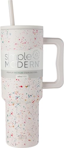 Image of Simple Modern Tumbler with Handle and Straw | 40oz | Terrazzo