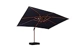 PURPLE LEAF 10' X 13' Double Top Deluxe Wood Pattern Rectangle Patio Umbrella Offset Hanging Umbrella Outdoor Market Umbrella Garden Umbrella, Navy Blue