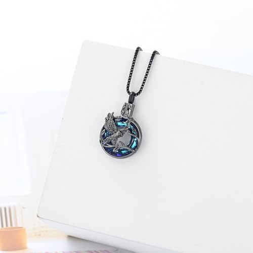 XSMZB Eagle Cremation Jewelry for Ashes Circle of Life Urn Necklace Keepsake Crystal Memorial Pendant Human Pets Ash Holder Gift for Women Men3
