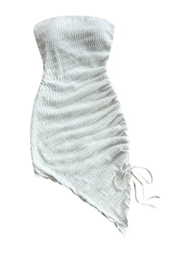 GORGLITTER Girl's Short Dress Strapless Backless Sleeveless Asymmetrical Summer Graduation Formal Bodycon Tube Dresses