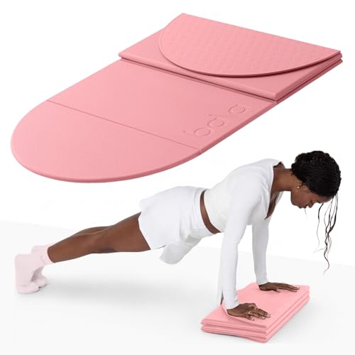 Bala Compact Workout Mat for Gym Blush - 12MM Thick Slip-Resistant & Sweat Absorbing Yoga Mat for Pilates Core Training & Exercise - Home Fitness Essentials for Women & Men - Travel-Friendly