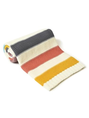 Image of Mi Arcus Premium Reversible 100% Cotton Knitted Ultra Soft Cool Blanket for Baby Boys Girls 0-12 M - Multicolor 100x75 cm