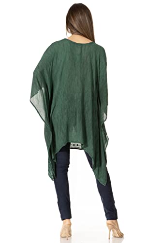 Sakkas Regina Women's Lightweight Stonewashed Poncho Top Blouse Caftan Cover up2