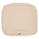 Classic Accessories Montlake Water-Resistant 23 x 22 x 4 Inch Outdoor Back Cushion Slip Cover, Patio Furniture Cushion Cover, Antique Beige, Patio Furniture Cushion Covers