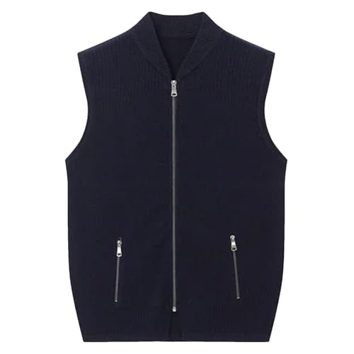 Mens Sleeveless Cardigan Knitted Vest Thickened Zipper Size Casual Sleeveless Pullover