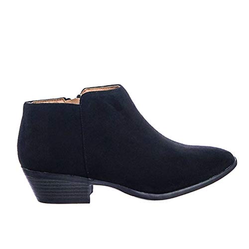 Image of Soda Women's Mug Round Toe Faux Suede Stacked Heel Western Ankle Bootie