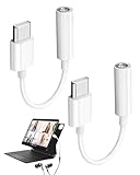 2PCS USB C to 3.5mm Audio Headphone Jack Adapter, Digital to Analog Audio Dongle Compatible with iPhone 16/16 Pro/15/Pro Max/Plus, Samsung Galaxy S24 S23 S22, MacBook, iPad Pro