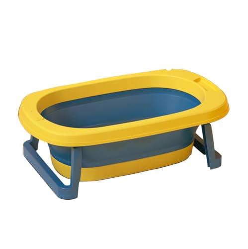 ペット用 折りたたみバスタブ 犬猫兼用 滑り止めシリコン足?付き 9cm超薄型 省スペース アパート収納に最適 (黄)