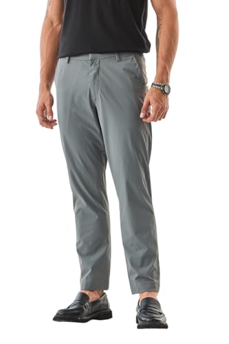 Image of SNITCH Men Trousers | Slim Fit Mid Rise Solid Design | Rayon Blend with Medium Stretch & Smooth Texture | Button & Zip Closure for Casual & Office Wear