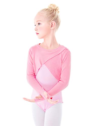 Image of Daydance Kids Girl's Ballet Shrug Knit Pullover Dance Sweater with Thumb Holes