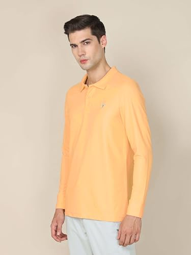 Image of TECHNOSPORT Mens Slim Fit Polyester Active Wear Collar Polo T-Shirt with Long Sleeves for Workout, Sports