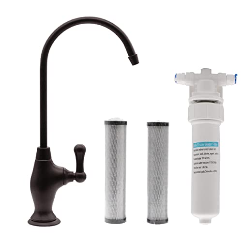 Westbrass Co129-12 10" Classic 1-Lever Handle Cold Water Dispenser Faucet Kit With Under Sink In-Line Filter Unit And 2-Pack Replacement Cartridges, Oil Rubbed Bronze #TOP12