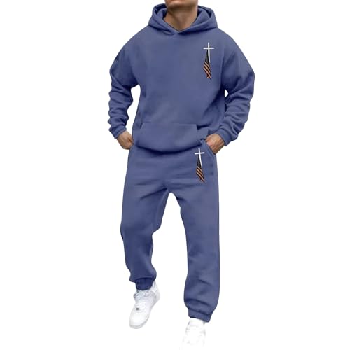 Ensemble pantalon décontracté bleu marine pour homme en taille L ample