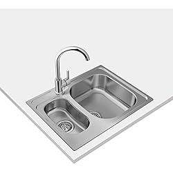 Fregadero Teka 1 1 2 Teka Universe 60 T-XP 1½C - Fregadero de Cocina 2 Senos, Encastrado y Reversible, para Muebles de 60 cm, Cubeta Grande y Auxiliar, Acero Inoxidable