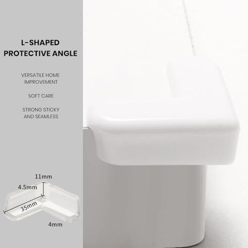 Image of 4-Pack White Corner and Edge Protectors - Self-Adhesive Bumpers for Furniture, Desks and Tables, Shock-Absorbing Guards for Home and Office Use