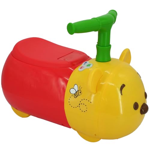 Kiddieland: Lights & Sounds Zoom Ride-On - Pooh - Yellow, Disney Character Foot-to-Floor Vehicle, Storage Seat, Folding Handlebar, Toddlers 12-36mo