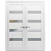 SARTODOORS Quadro 4113 | Double Swing Interior French Doors with Glass with Frosted Glass, MDF, Hardware Included, 36x84, White, Modern