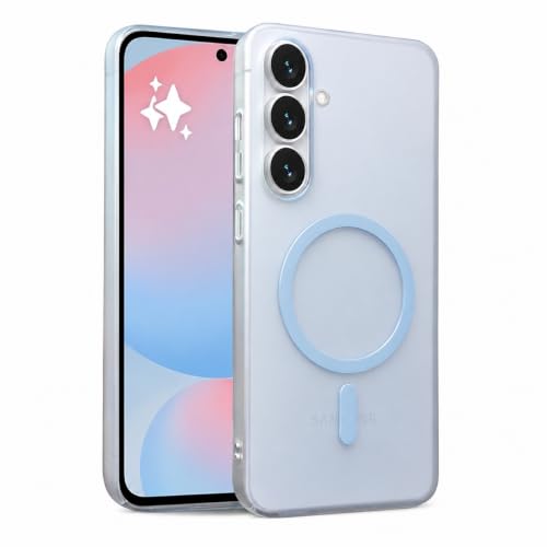 Image of DIZORO Matte Case for Samsung Galaxy S25 Compatible with MagSafe, Camera Lens Full Protection, Shockproof Translucent Frosted TPU Soft Phone Cover, Anti-Fingerprint (Sky)
