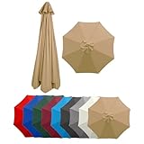 Generisch Sonnenschirm Ersatzbezug 2.0-4.0m 6/8 Streben, UV-Schutz Ampelschirm Bezug, Wasserdicht Schirmbezug Sonnenschirm Ersatzteile Für Balkon, Garten, Pool Und Strand(Khaki,(8Rib) 2.3m/7.5ft)