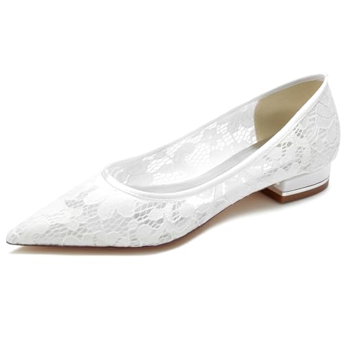 Ballerines à bout pointu découpé FGRID en dentelle blanche 40