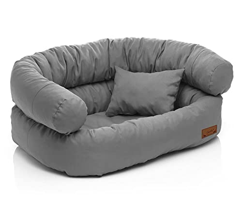 Juelle Hundebett - Großhundesofa, Abnehmbarer Bezug maschinenwaschbar, flauschiges Bett, Hundesessel Santi S-XXL (Größe: XL - 120x85 cm, Dark Asche)