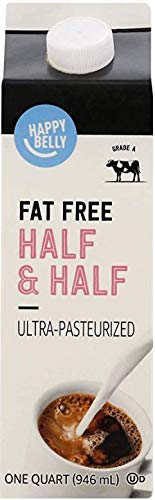 Amazon Brand - Happy Belly Half & Half (Fat Free), Ultra-Pasteurized, Kosher, Quart, 32 fl oz