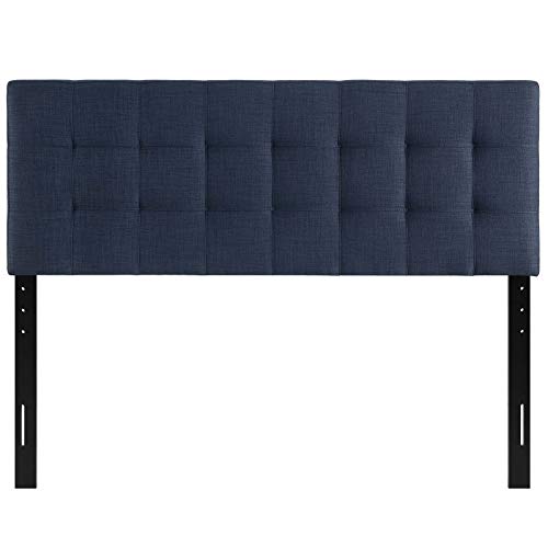 Image of Modway Lily Tufted Linen Fabric Upholstered Full Headboard in Navy