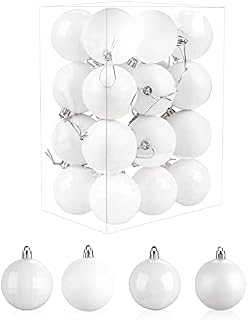 Aitsite Christmas Baubles, 24 Pcs Xmas Baubles Christmas Decorations 6cm Hanging Christmas Balls Shatterproof Christmas Ornaments for Christmas Tree Home Festival Decoration(White)