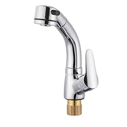 Mitigeur de lavabo extractible avec bobine en céramique et eau chaude froide pour salle de bain