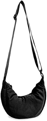 Nylon Crescent Crossbody Bag - Trendy Small Travel Sling Bag & Lightweight Hobo Purse for Women and...
