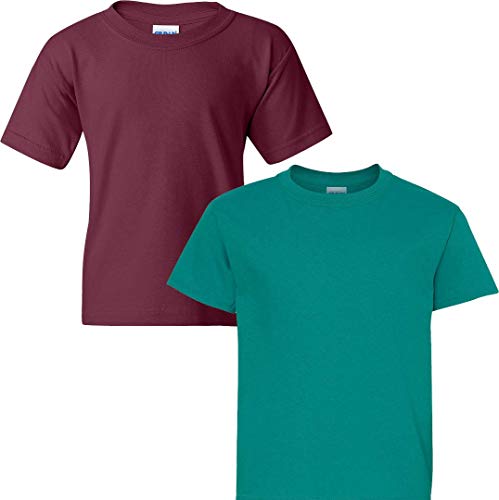 Image of Gildan Kids' Big Heavy Cotton Youth T-Shirt, 2-Pack MED-Maroon-Tropical