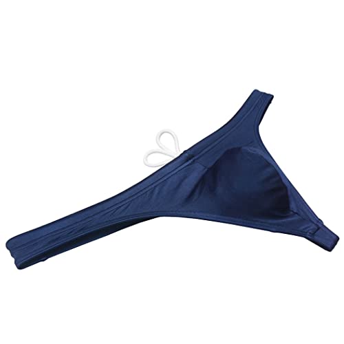 Men's Solid Swimwear Elastic & Drawstring Swim Thong Ice Silk Lining Body Bikini Swimsuit2