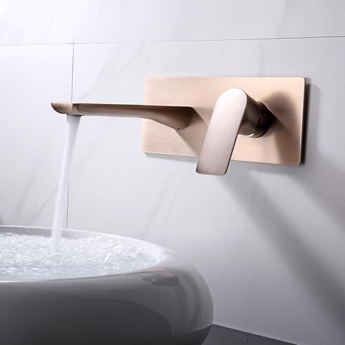 Grifo de baño de pared con pico largo para solucionar salpicaduras en tocadores 4